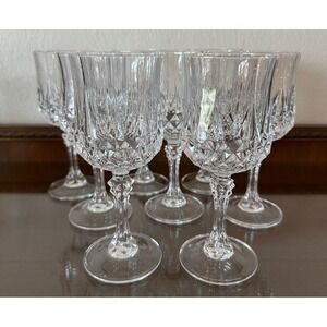 Set of 8 Vintage Cristal D'Arques Longchamp Water Wine Goblets Glasses 7 1/4"